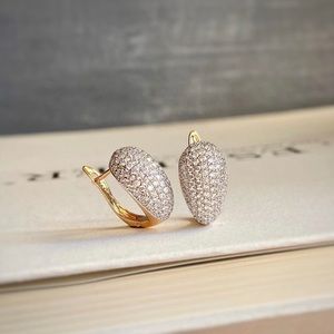 Huggie Zirconia Earrings 18k Gold Plated Luxury Jewelry